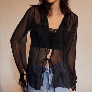 Urban Outfitters tie sheer top